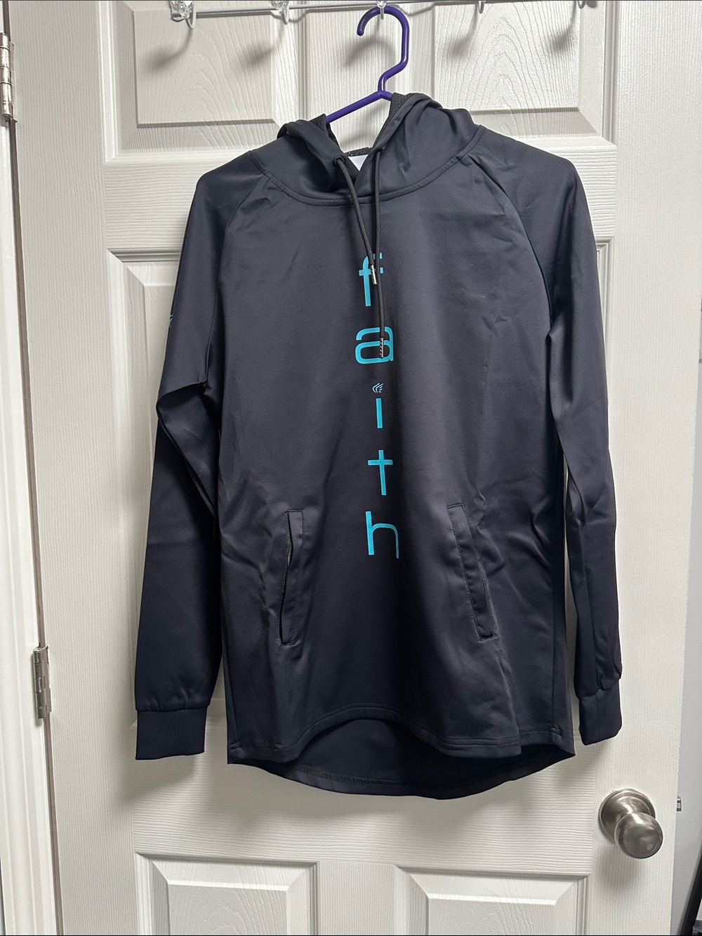 Faith Performance Hoodie - Black with Teal Logo